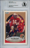 Joe Montana Autographed 1990 Fleer #10 Trading Card Beckett Slab 37491