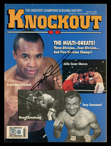 Sugar Ray Leonard Autographed Signed KO Magazine Beckett BAS QR #BK08758