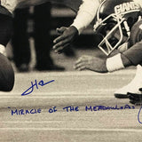FRAMED Signed HERM EDWARDS PISARCIK Miracle The Meadowlands 16x20 Photo JSA COA