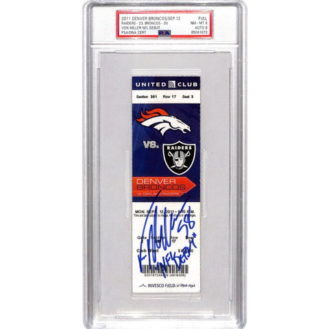 Von Miller Signed Denver Broncos NFL Debut Ticket Stub Slab 8/8 PSA 34353