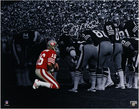 Joe Montana San Francisco 49ers Signed 16x20 Huddle Spotlight Photo-Signed White