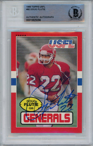 Doug Flutie Signed 1985 Topps #80 USFL Rookie Card Beckett Slab 42922
