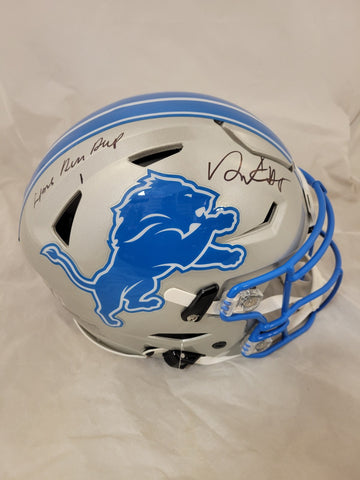 DAVID MONTGOMERY SIGNED DETROIT LIONS SPEEDFLEX HELMET "LIONS RUN DEEP" INSC BAS
