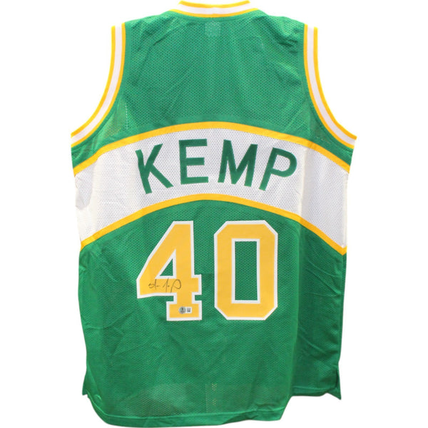 Shawn Kemp Autographed/Signed Pro Style Green XL Jersey Beckett Witness 49746
