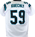 Luke Kuechly Autographed White Pro Style Jersey-Beckett W Hologram *Silver