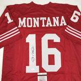 Autographed/Signed JOE MONTANA San Francisco Red Football Jersey JSA COA Auto