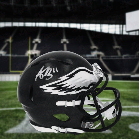 AJ Brown Philadelphia Eagles Autographed Alternate Black Mini-Helmet JSA