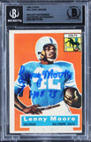Colts Lenny Moore "HOF 75" Authentic Signed 1956 Topps #60 Card BAS Slabbed