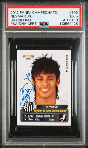 Neymar Jr Signed 2012 Panini Campeonato Brasileiro Stickers #306 - PSA 5 AUTO 10
