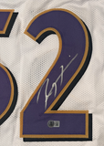 Ray Lewis of the Baltimore Ravens Autographed Custom White Jersey Beckett