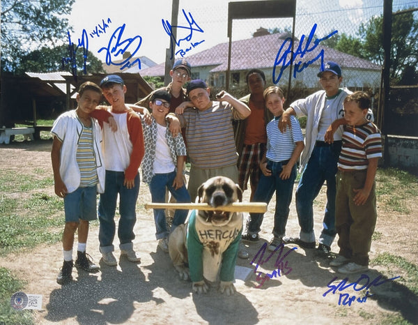The Sandlot Autographed/Signed 11X14 Photo 6 Sigs Tom Guiry BAS 40482