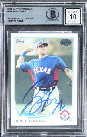 Rangers Joey Gallo Signed 2013 Topps Pro Debut #192 RC Card Auto 10! BAS Slabbed