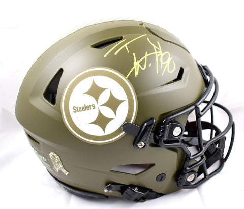 TJ Watt Signed Steelers F/S Salute to Service Speed Flex Helmet- Beckett W Holo
