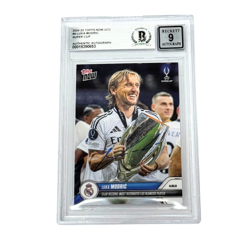 Luka Modric Signed 2024-25 Topps Now UCC Super Cup Club Record - BGS 9