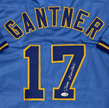 Brewers JIM GANTNER Signed Custom Replica Blue Milwaukee Jersey AUTO - JSA