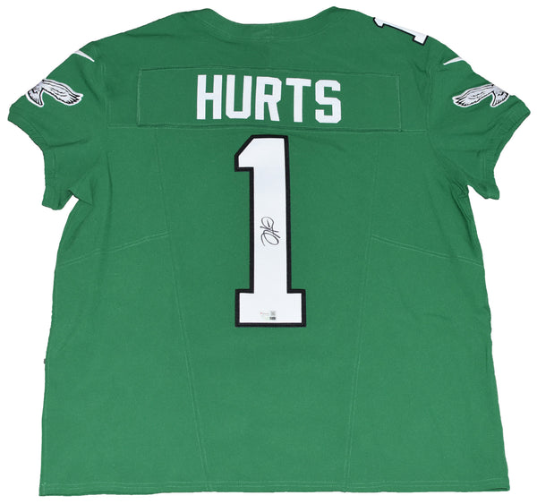 JALEN HURTS SIGNED PHILADELPHIA EAGLES #1 KELLY GREEN NIKE ELITE JERSEY FANATICS
