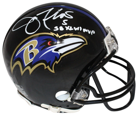 Joe Flacco Signed Baltimore Ravens VSR4 Mini Helmet w/SB MVP BAS 40159