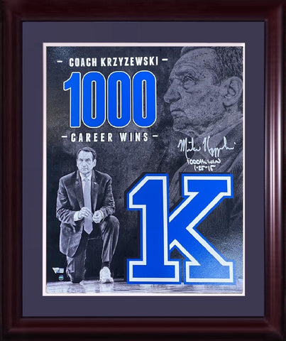 Mike Krzyzewski Coach K Duke Signed 16x20 1,000th Win Auto Framed Photo Fanatics
