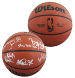Showtime Lakers (6) Johnson, Thompson, Worthy, Scott +2 Signed Basketball BAS W