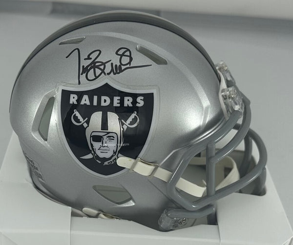 Oakland Raiders Hall of Famer TIM BROWN Signed Riddell Mini Helmet AUTO - BAS