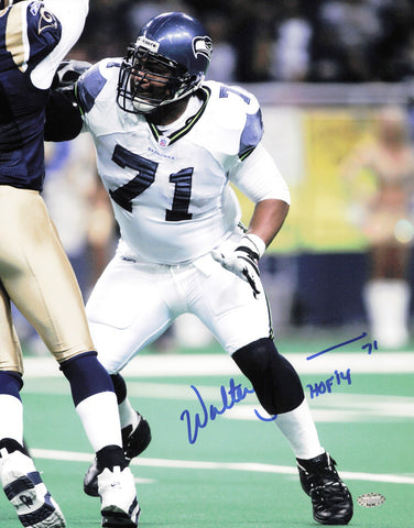 Walter Jones Autographed 11x14 Photo Seattle Seahawks "HOF 14" MCS Holo #64162