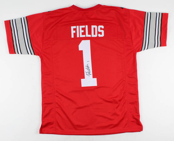 Justin Fields Signed Ohio State Buckeyes Jersey (JSA COA) 2021 1st Rnd Pk /Bears