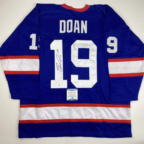 Autographed/Signed Shane Doan Winnipeg Blue Hockey Jersey Beckett BAS COA