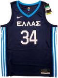TEAM GREECE GIANNIS ANTETOKOUNMPO AUTOGRAPHED BLUE NIKE JERSEY XL BECKETT 197443