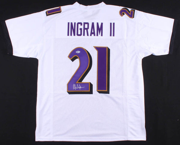 Mark Ingram Signed Baltimore Ravens White Jersey (Beckett COA) 2xPro Bowl R.B.