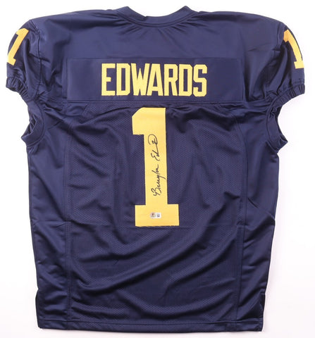 Braylon Edwards Signed Michigan Wolverines Pro-Cut Jersey (Beckett) Pro Bowl W.R