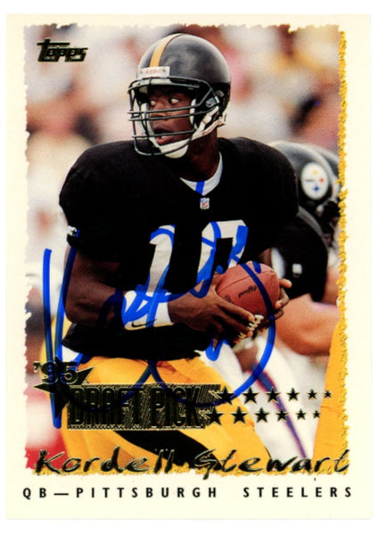 Kordell Stewart Autographed 95 Topps #428 Trading Card Beckett Witness 52816