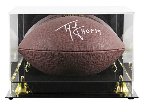 Patriots Ty Law "HOF 2019" Signed Wilson Super Grip Football W/ Case BAS Witness