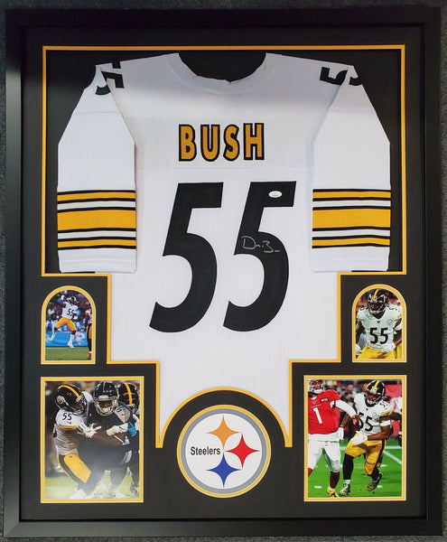 FRAMED PITTSBURGH STEELERS DEVIN BUSH AUTOGRAPHED SIGNED JERSEY JSA COA