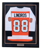 Eric Lindros Philadelphia Signed Framed Orange Hockey Jersey HOF 16 JSA ITP