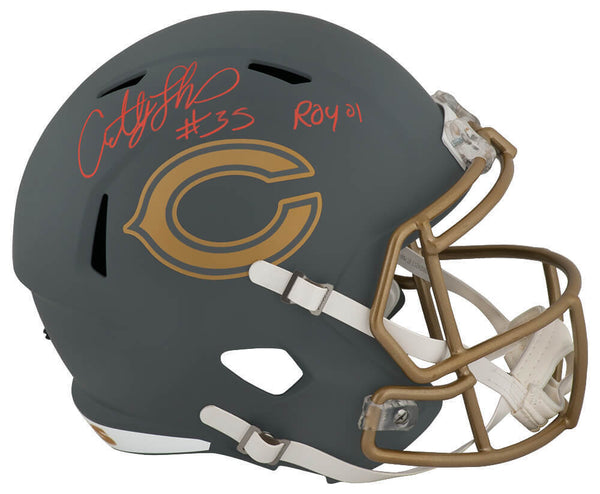 Anthony Thomas Signed Bears SLATE Riddell Full Size Rep Helmet w/ROY'01 (SS COA)