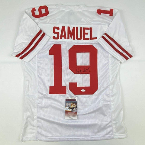 Autographed/Signed DEEBO SAMUEL San Francisco White Football Jersey JSA COA Auto