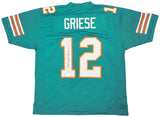 MIAMI DOLPHINS BOB GRIESE AUTOGRAPHED TEAL JERSEY BECKETT BAS WITNESS 222015