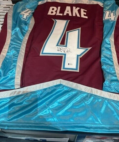 Rob Blake Signed Colorado Avalanche Jersey (Beckett COA) 2001 Stanley Cup Champs