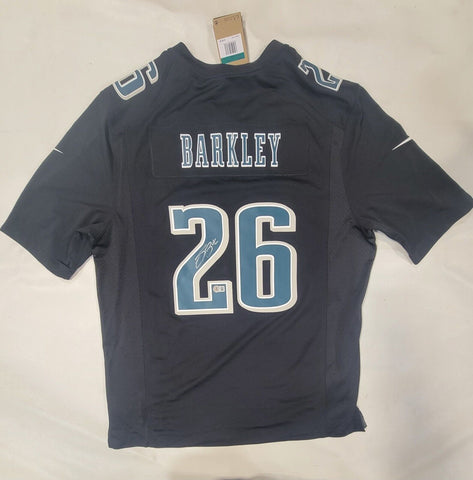 SAQUON BARKLEY SIGNED PHILADELPHIA EAGLES NIKE SCREENPRINT ALT SUPER BOWL JERSEY