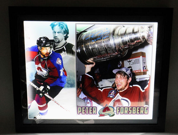 Peter Forsberg Signed 16x20 SC Photo w/ Inscriptions Lighted Shadowbox JSA COA