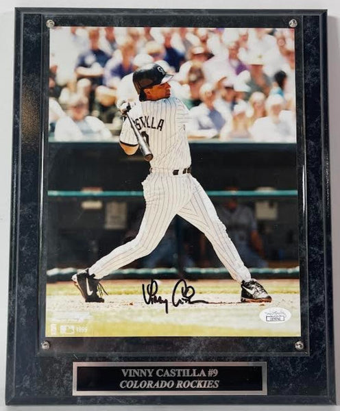 Vinny Castilla Autographed 8x10 Photo with Plaque -- Colorado Rockies | JSA COA