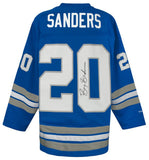 Barry Sanders Signed Detroit Lions Blue Maxxed Out M&N Hockey Jersey - (SS COA)