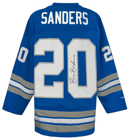 Barry Sanders Signed Detroit Lions Blue Maxxed Out M&N Hockey Jersey - (SS COA)