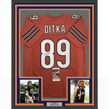 FRAMED Autographed/Signed MIKE DITKA 33x42 Chicago Orange Jersey JSA COA Auto