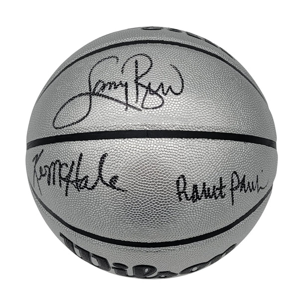 Larry Bird Kevin McHale Robert Parish Signed Celtics Platium Edition Basketball