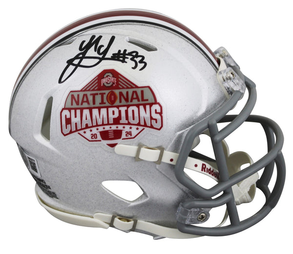 Ohio State Jack Sawyer Signed 2024 National Champs Speed Mini Helmet BAS Witness