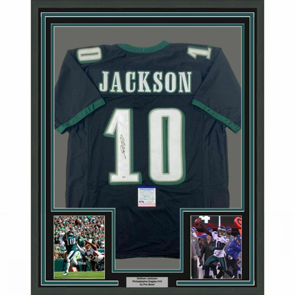 FRAMED Autographed/Signed DESEAN JACKSON 33x42 Philadelphia Black Jersey PSA COA