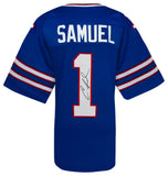 Curtis Samuel Signed Blue Custom Football Jersey -(SCHWARTZ COA)