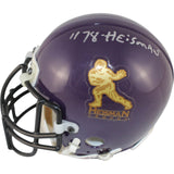 Billy Simms Autographed Heisman Trophy Purple Mini Helmet Authentic BAS 52752