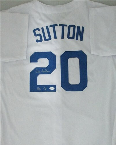 Dodgers DON SUTTON #20 Signed Custom White Jersey AUTO w/ HOF '98 - JSA